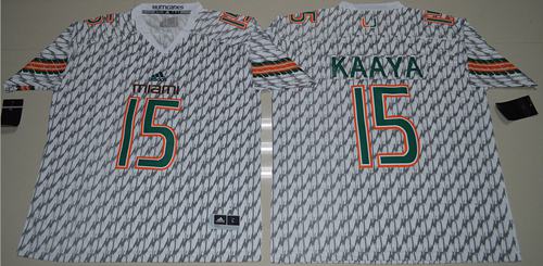 Hurricanes #15 Brad Kaaya White Stitched NCAA Jerseys - Click Image to Close