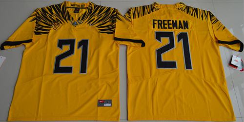 Ducks #21 Royce Freeman Yellow Limited Stitched NCAA Jersey