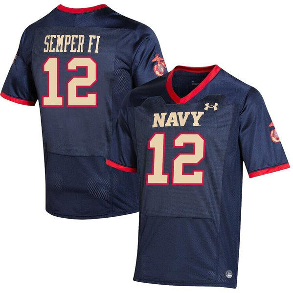 Navy Midshipmen #12 Semper Fi Navy Stitched Football Jersey