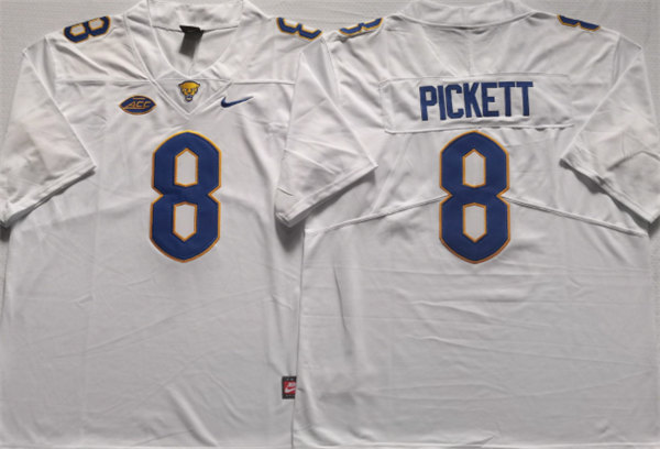 Pittsburgh Panthers #8 PICKETT White Stitched Football Jersey