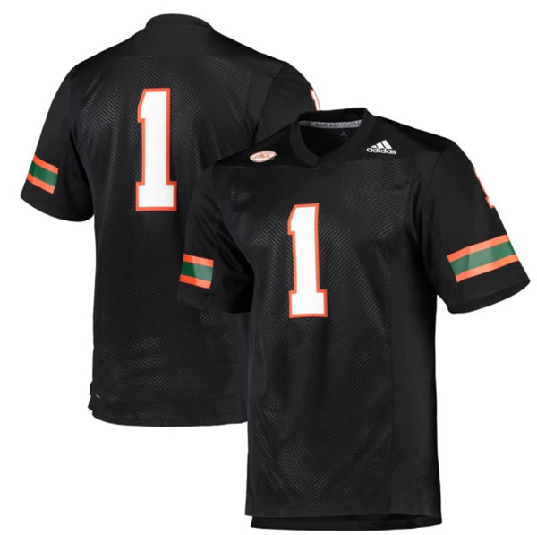 Miami Hurricanes #1 Balck Stitched Football Jerseys