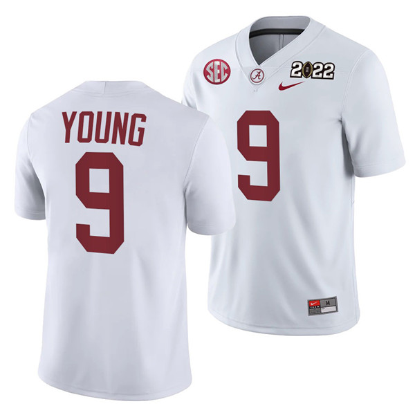 Alabama Crimson Tide #9 Bryce Young 2022 Patch White College Football Stitched Jersey