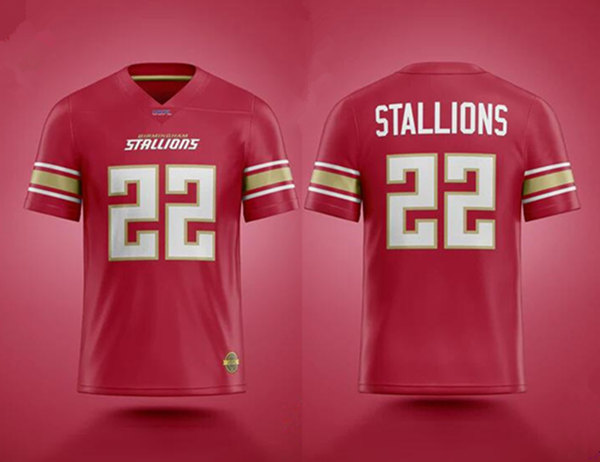 Birmingham Stallions #22 Red Stitched Football Jersey