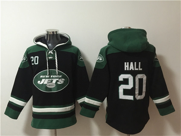 New York Jets #20 Breece Hall Black Ageless Must-Have Lace-Up Pullover Hoodie