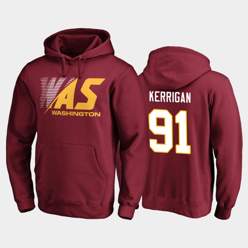 Men's Washington Football Team Burgundy #91 Ryan Kerrigan 2020 Stealth Scanner Pullover NFL Hoodie