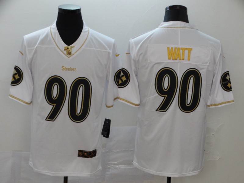 #90 T. J. Watt White 2019 100th Season Golden Edition Limited Stitched NFL Jersey - Click Image to Close