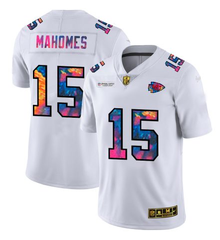 Men's Kansas City Chiefs #15 Patrick Mahomes 2020 White Crucial Catch Limited Stitched NFL Jersey