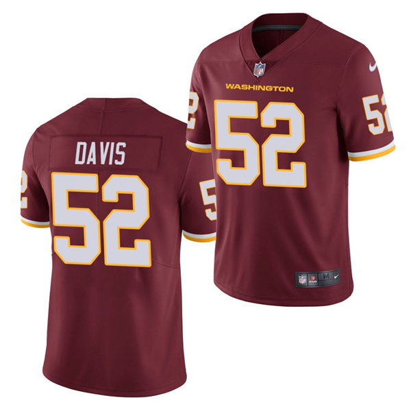 Men's Washington Football Team #52 Jamin Davis Burgundy 2021 NFL Draft Limited Stitched Jersey