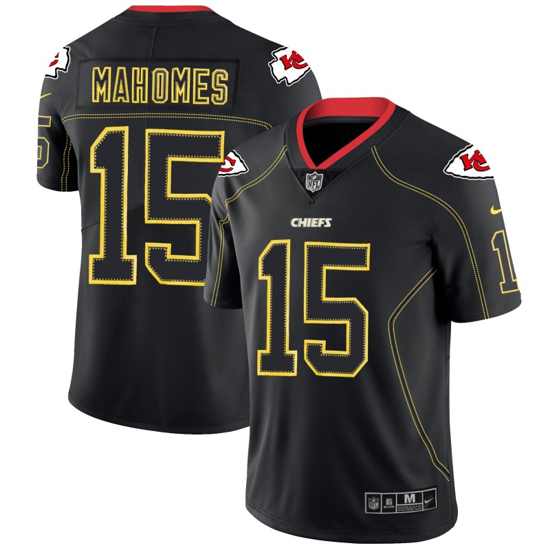 Men??s Kansas City Chiefs #15 Patrick Mahomes Black 2018 Lights Out Color Rush Limited Stitched NFL Jersey