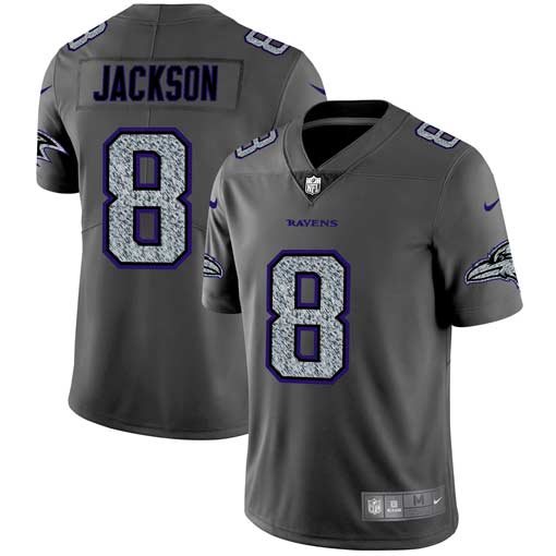 Men's Baltimore Ravens #8 Lamar Jackson 2019 Gray Fashion Static Limited Stitched NFL Jersey..