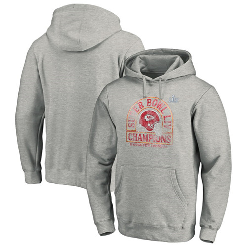 Men's Kansas City Chiefs NFL Heather Gray Pro Line by Fanatics Branded Super Bowl LIV Champions Kickoff Pullover Hoodie