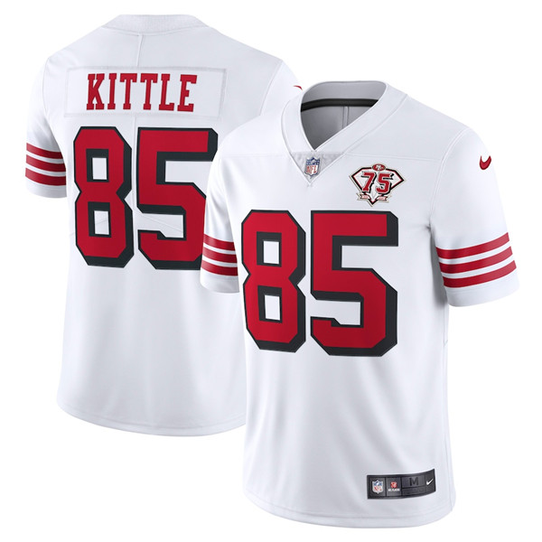 Men's San Francisco 49ers #85 George Kittle White 2021 75th Anniversary Vapor Untouchable Limited Stitched NFL Jersey