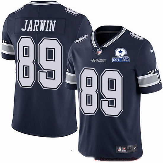 Men's Dallas Cowboys #89 Blake Jarwin Navy With Est 1960 Patch Limited Stitched NFL Jersey - Click Image to Close