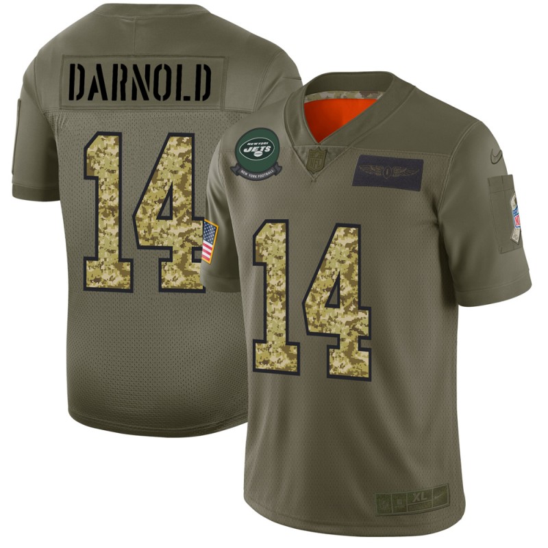 Men's New York Jets #14 Sam Darnold 2019 Olive/Camo Salute To Service Limited Stitched NFL Jersey - Click Image to Close