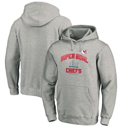 Men's Kansas City Chiefs NFL Heather Gray Pro Line by Fanatics Branded Super Bowl LIV Bound Heart & Soul Pullover Hoodie