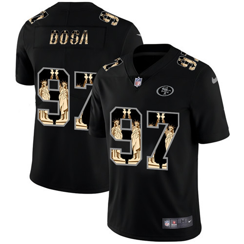 Men's San Francisco 49ers #97 Nick Bosa 2019 Black Statue Of Liberty Limited Stitched NFL Jersey