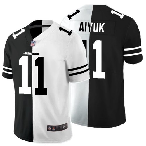 Men's San francisco 49ers #11 Brandon Aiyuk Black White Split 2020 Stitched Jersey