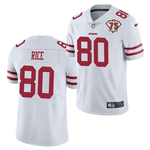 Men's San Francisco 49ers #80 Jerry Rice White 2021 75th Anniversary Vapor Untouchable Limited Stitched NFL Jersey