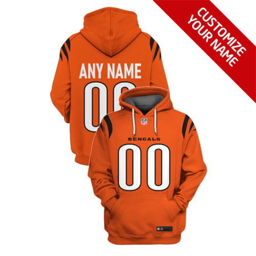 Cincinnati Bengals Active Player Custom 2021 Orange Pullover Hoodie(Stitched number&name)