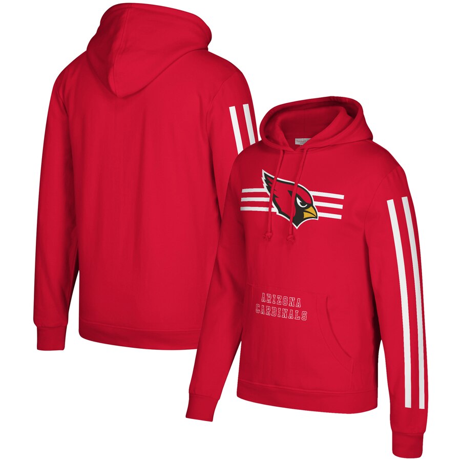 Men's Arizona Cardinals 2019 Red Mitchell & Ness Three Stripe Pullover Hoodie