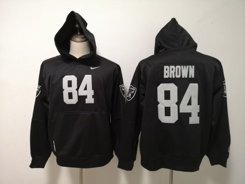 Men's Oakland Raiders # 84 Antonio Brown Black Pullover Hoodie