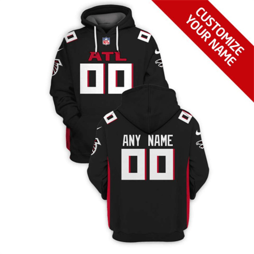 Atlanta Falcons Active Player Custom 2021 Black Pullover Hoodie(Stitched number&name)