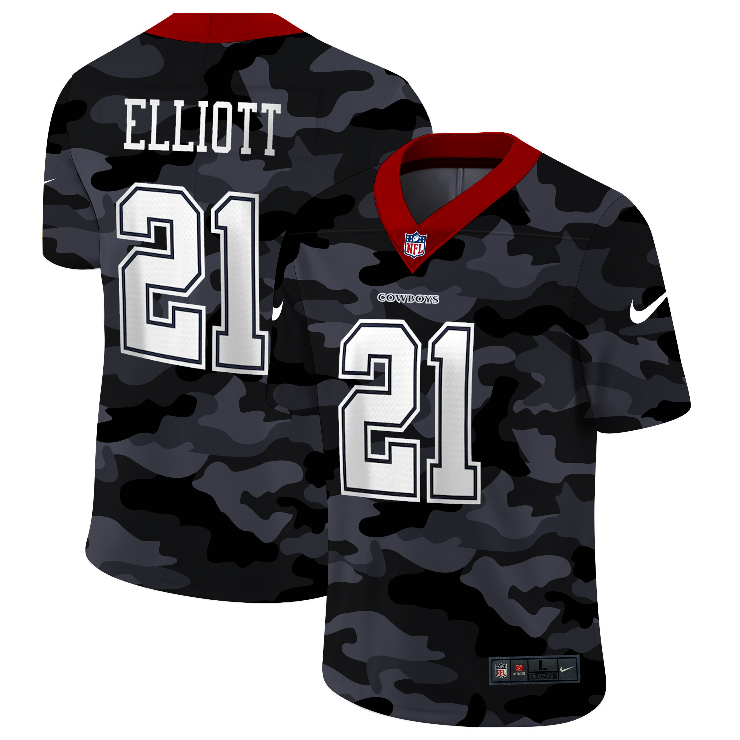 Men's Dallas Cowboys #21 Ezekiel Elliott 2020 Camo Limited Stitched NFL Jersey - Click Image to Close