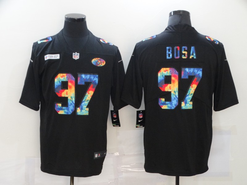 Men's San Francisco 49ers #97 Nick Bosa 2020 Black Crucial Catch Limited Stitched NFL Jersey - Click Image to Close