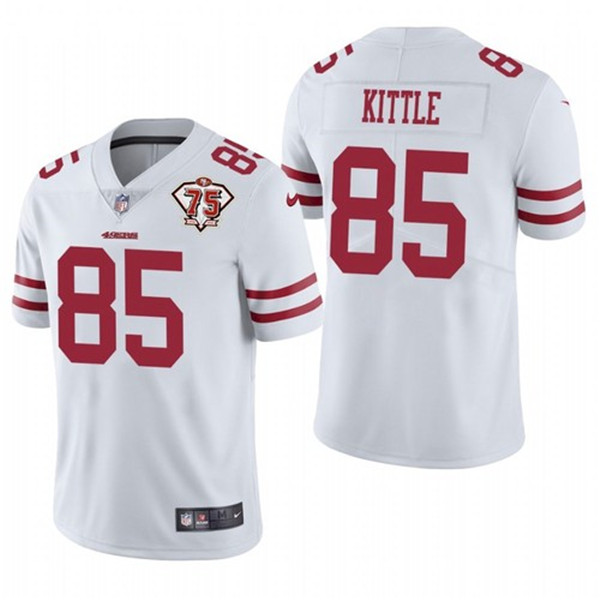 Men's San Francisco 49ers #85 George Kittle White 2021 75th Anniversary Vapor Untouchable Limited Stitched NFL Jersey