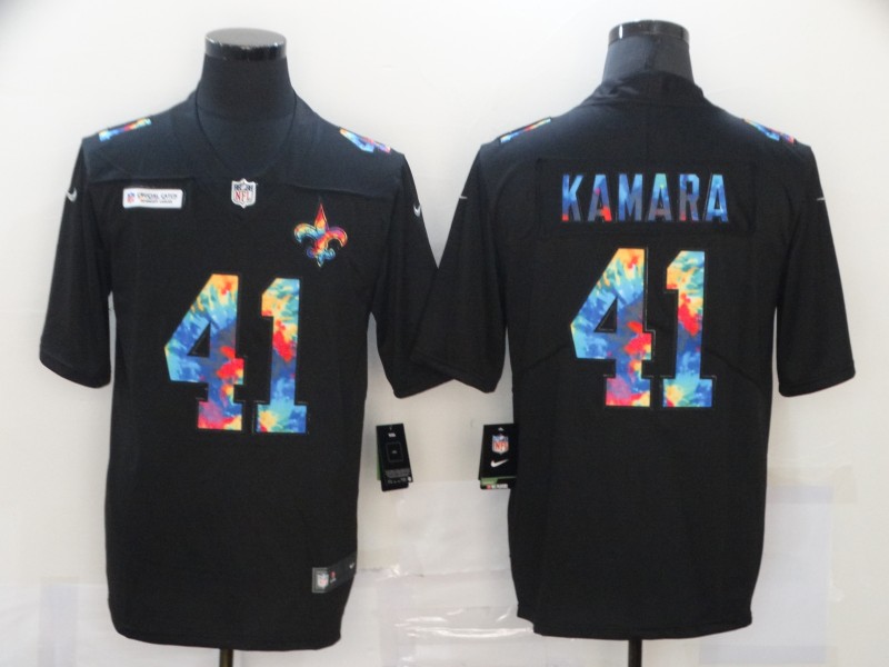 Men's New Orleans Saints #41 Alvin Kamara 2020 Black Crucial Catch Limited Stitched NFL Jersey - Click Image to Close