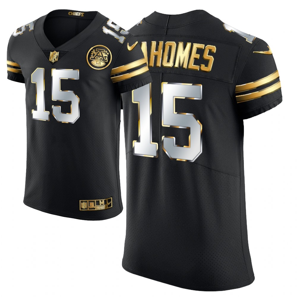 Men's Kansas City Chiefs #15 Patrick Mahomes Black Golden Edition Limited Stitched NFL Jersey