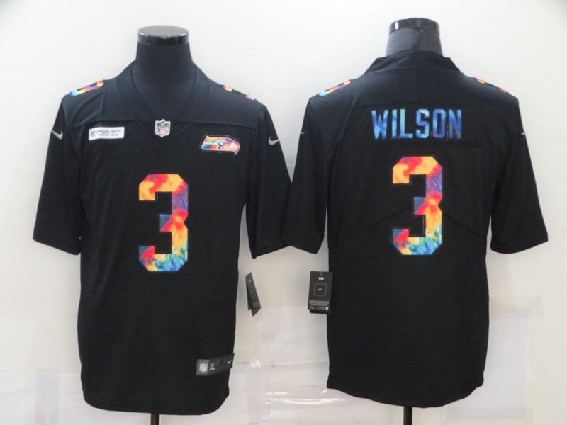 Men's Seattle Seahawks #3 Russell Wilson 2020 Black Crucial Catch Limited Stitched NFL Jersey - Click Image to Close