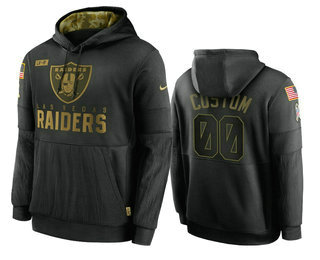 Men's Las Vegas Raiders ACTIVE PLAYER Custom 2020 Black Salute To Service Sideline Performance Pullover NFL Hoodie