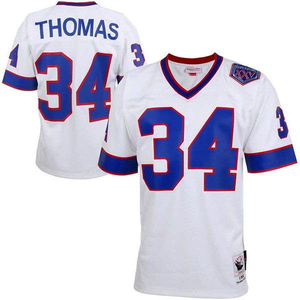 Men's Buffalo Bills Customized White Mitchell & Ness Throwback Stitched NFL Jersey