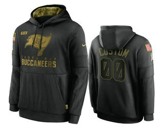 Men's Tampa Bay Buccaneers ACTIVE PLAYER Custom 2020 Black Salute To Service Sideline Performance Pullover NFL Hoodie