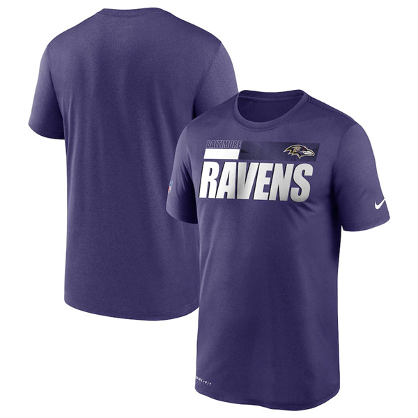 Baltimore Ravens 2020 Purple Sideline Impact Legend Performance NFL T-Shirt (All Size)