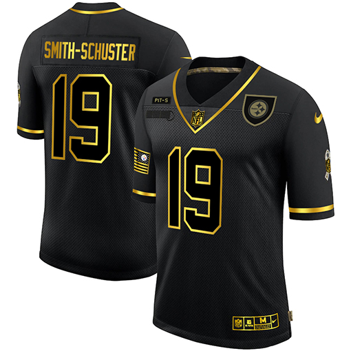 Men's Pittsburgh Steelers #19 JuJu Smith-Schuster 2020 Black/Gold Salute To Service Limited Stitched NFL Jersey - Click Image to Close