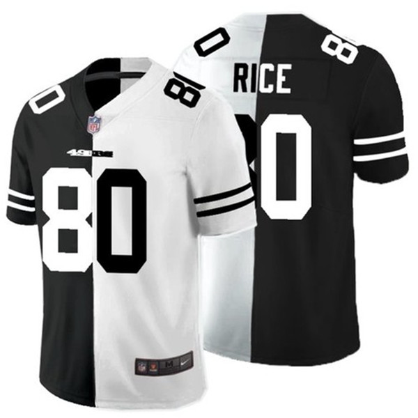 Men's San francisco 49ers #80 Jerry Rice Black White Split 2020 Stitched Jersey