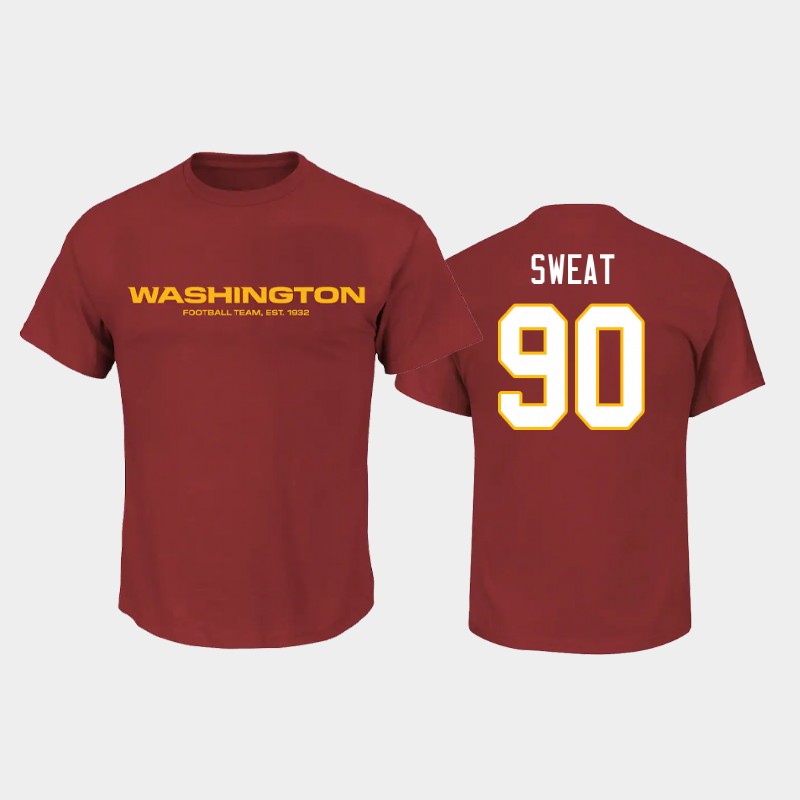 Washington Football Team Burgundy #90 Montez Sweat 2020 Name & Number NFL T-Shirt (All Size)