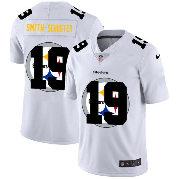 Men's Pittsburgh Steelers #19 JuJu Smith-Schuster White Stitched NFL Jersey - Click Image to Close