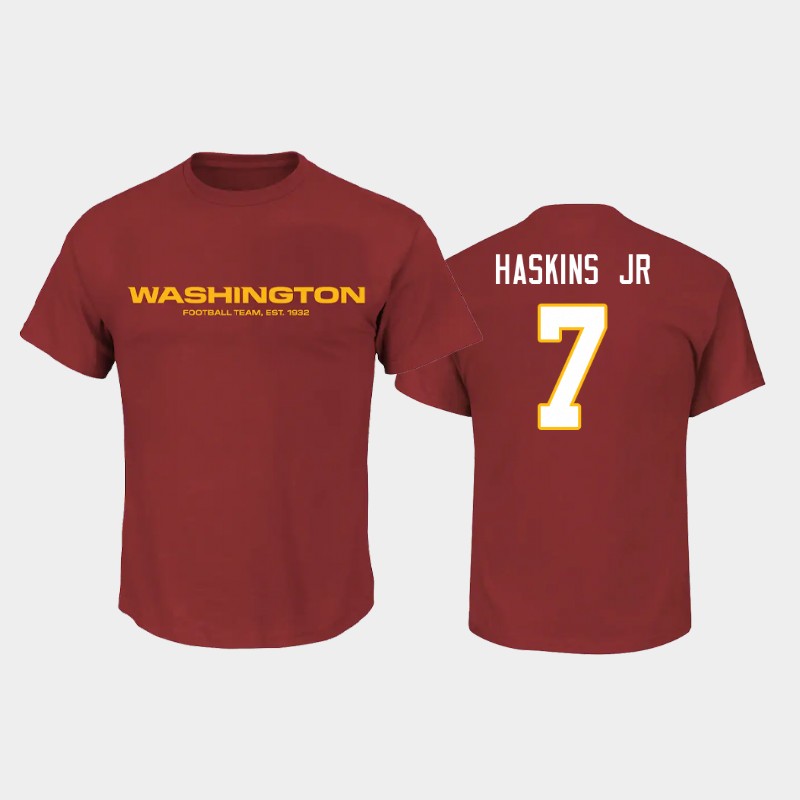 Washington Football Team Burgundy #7 Dwayne Haskins Jr. 2020 Name & Number NFL T-Shirt (All Size)