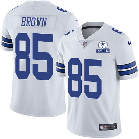 Men's Dallas Cowboys #85 Noah Brown White With Est 1960 Patch Limited Stitched NFL Jersey