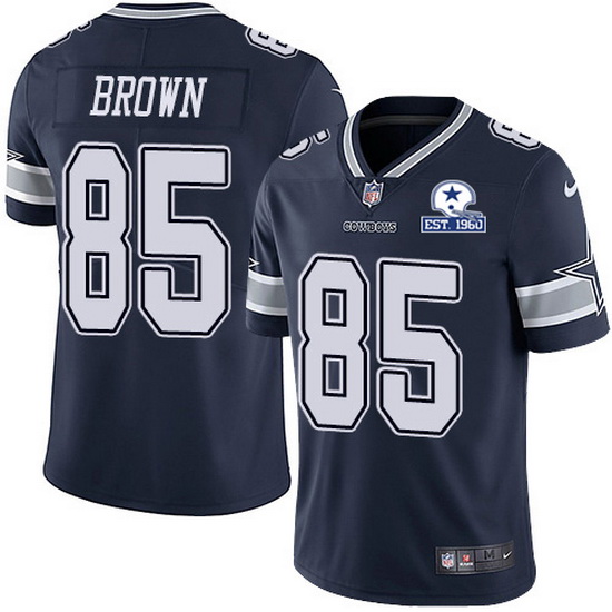 Men's Dallas Cowboys #85 Noah Brown Navy With Est 1960 Patch Limited Stitched NFL Jersey