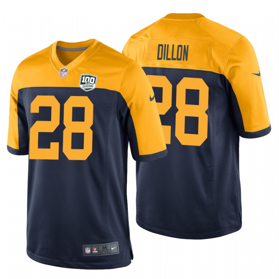 Men's Green Bay Packers #28 AJ Dillon Navy Stitched NFL Jersey