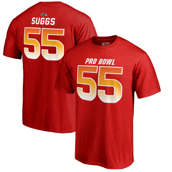 Ravens Terrell Suggs AFC Pro Line 2018 NFL Pro Bowl Red T-Shirt (All Size)