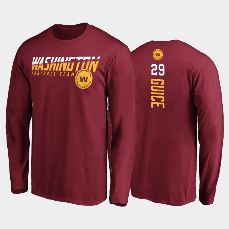 Washington Football Team #29 Derrius Guice Burgundy 2020 Disrupt Mascot Long Sleeve T-Shirt (All Size)