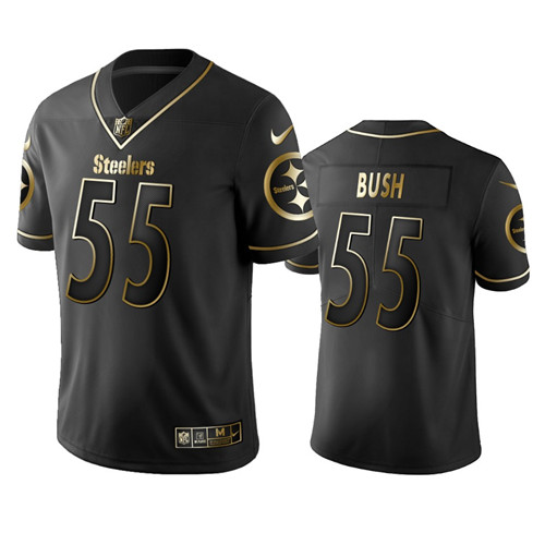 Men's Pittsburgh Steelers #55 Devin Bush Black 2019 Golden Edition Limited Stitched NFL Jersey - Click Image to Close