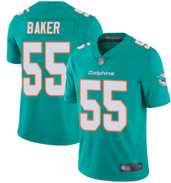 Men's Miami Dolphins #55 Jerome Baker Aqua Color Rush Limited Stitched NFL Jersey