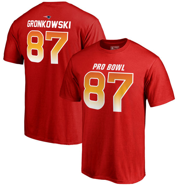 Patriots Rob Gronkowski AFC Pro Line 2018 NFL Pro Bowl Red T-Shirt (All Size) - Click Image to Close