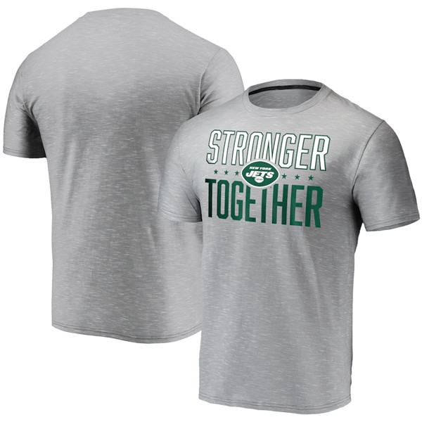 New York Jets Grey Charcoal Stronger Together T-Shirt (All Size) - Click Image to Close